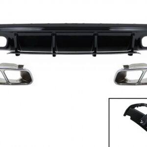 Rear Bumper Valance Diffuser with Exhaust Muffler Tips suitable for Mercedes W176 A-Class (2013-2018) A45 Facelift Design Look