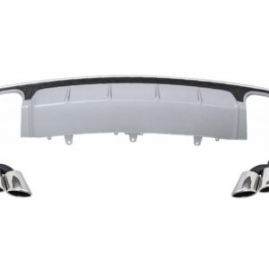 Rear Bumper Valance Diffuser with Exhaust Muffler Tips suitable for Audi A6 4G Facelift (2015-2018) Sedan Limousine S6 Design