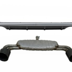 Rear Bumper Valance Diffuser with Exhaust System Black suitable for Audi A3 8V Hatchback Sportback (2012-2015) S3 Design