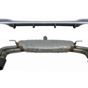 Rear Bumper Valance Diffuser with Exhaust System Piano Black suitable for Audi A3 8V Facelift Sedan Convertible (2016-2019) S3 Design only for S-Line Bumper