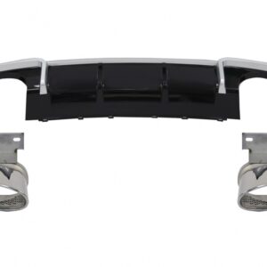 Rear Bumper Valance Diffuser with Exhaust Tips suitable for Audi A3 8V Sline Facelift (2016-2019) Hatchback Sportback RS3 Design Sport Bumper