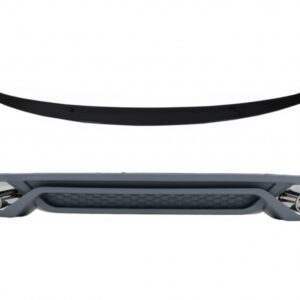 Rear Bumper Valance Diffuser with Exhaust Tips and Trunk Spoiler Piano Black suitable for Audi A4 B8 Sedan Facelift (2012-2015)