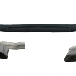 Rear Bumper Valance Diffuser with Square Exhaust Tips suitable for BMW X5 F15 (2013-2018) M-Tech V8 Design For Standard Rear Bumper Dark Grey Edition