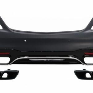 Rear Bumper with Diffuser and Exhaust Muffler Tips Black Emerald suitable for Mercedes S-Class W222 Facelift Sedan (07.2017-08.2020) S63 Design