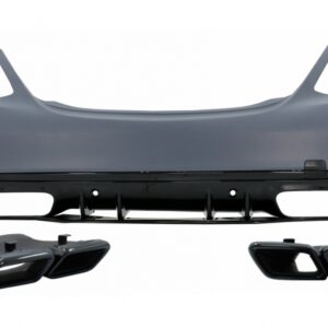 Rear Bumper with Exhaust Muffler Tips Black suitable for Mercedes C-Class W205 Limousine (2014-2020) C63 Design