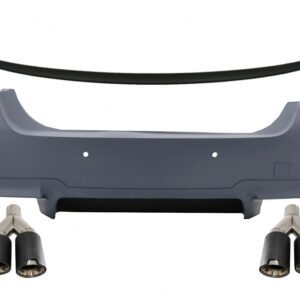 Rear Bumper with Trunk Spoiler and Exhaust Muffler Tips Carbon Fiber Matte suitable for BMW 5 Series F10 (2011-2017) M5 Design