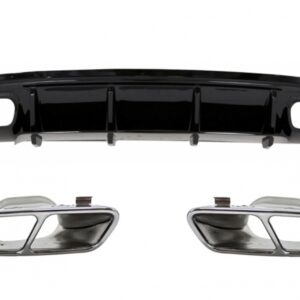 Rear Diffuser Black Edition with Muffler Tips suitable for Mercedes A-Class W176 (2012-2018) A45 Facelift Design