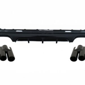 Rear Diffuser Double Outlet with Exhaust Muffler Tips Piano Black suitable for BMW 2 Series F22 F23 (2013-) M Design