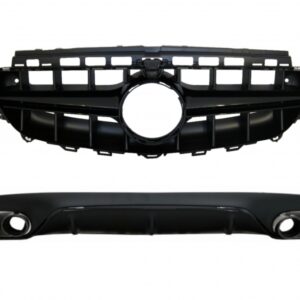 Rear Diffuser & Exhaust Tips and Central Grille suitable for Mercedes E-Class C238 A238 AMG Sport Line (2016+) E53 GT-R Design All Black