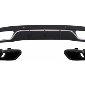 Rear Diffuser & Exhaust Tips suitable for Mercedes C-Class W205 S205 (2014-2018) C63 Design Black Package only for Standard Bumper
