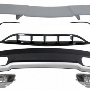 Rear Diffuser & Exhaust Tips Tailpipe Package with Front Splitters Fins Aero and Trunk Spoiler suitable for MERCEDES A-Class W176 (2015-2018) Sport Pack
