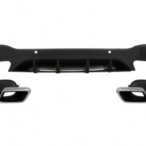 Rear Diffuser suitable for Mercedes GLC X253 SUV (2015-07.2019) GLC63 Exhaust Muffler Tips Silver