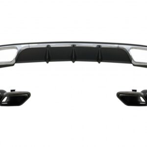Rear Diffuser with Exhaust Muffler Tips Black suitable for Mercedes E-Class W212 Facelift (2013-2016) only Standard Bumper