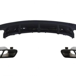 Rear Diffuser with Exhaust Muffler Tips Black suitable for Mercedes CLA W117 X117 Shooting Brake (2013-2018) Sport Pack