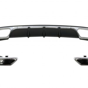 Rear Diffuser with Exhaust Muffler Tips Chrome suitable for Mercedes E-Class W212 Facelift (2013-2016) E65 Design only Standard Bumper