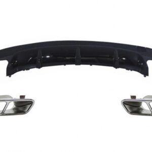 Rear Diffuser with Exhaust Muffler Tips Chrome suitable for Mercedes CLA W117 X117 Shooting Brake (2013-2018) Sport Pack