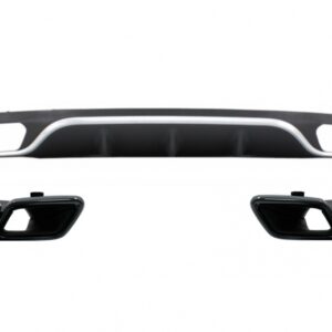 Rear Diffuser with Exhaust Muffler Tips suitable for Mercedes E-Class W213 S213 Standard (2016-2019) E63 Design Black