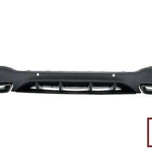 Rear Diffuser with Exhaust Muffler Tips suitable for Mercedes GLC X253 SUV (2015-07.2019) Night Package Design