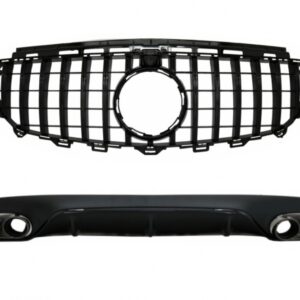 Rear Diffuser with Exhaust Tips and Central Grille suitable for Mercedes E-Class C238 AMG Sport Line (2016+) E53 GT-R Night Package Design All Black