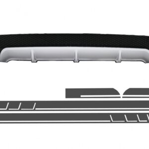 Rear Diffuser with Exhaust Tips and Side Decals Sticker Vinyl Dark Grey suitable for Mercedes CLA W117 (2013-2016) Sport Pack