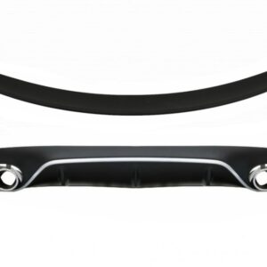 Rear Diffuser with Exhaust Tips and Trunk Boot Spoiler suitable for Mercedes E-Class C238 AMG Sport Line (2016-up) E53 Design Black Chrome