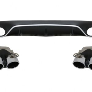 Rear Diffuser with Exhaust Tips suitable for Mercedes E-Class C238 A238 AMG Sport Line Coupe Cabrio (2016-2019) E53 Design Silver Edition