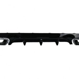 Rear Diffuser with Exhaust Tips suitable for Mercedes E-Class C238 A238 AMG Sport Line Coupe Cabrio (2016-2019) E63 Design Chrome Edition