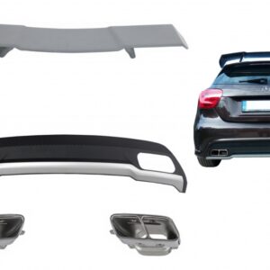 Rear Diffuser with Exhaust Tips Tailpipe & Trunk Spoiler for MERCEDES A-Class W176 (2012-2018) Sport Pack