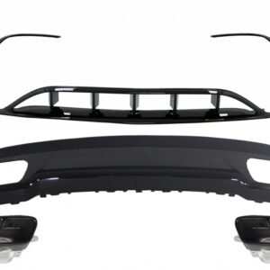 Rear Diffuser with Exhaust Tips Tailpipe with Splitters Fins Aero suitable for Mercedes A-Class W176 (2015-2018) Sport Pack All Black