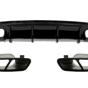 Rear Diffuser with Muffler Tips Black suitable for Mercedes A-Class W176 (2012-2015) A45 Facelift Design