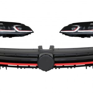 RHD Headlights LED Sequential Dynamic Turn Light with Grille suitable for VW Golf 7 VII (2013-2017) R Look Red