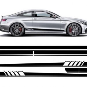 Set Sticker Side Decals & Upper Bonnet Roof Tailgate Matte Black suitable for Mercedes C205 Coupe A205 Cabriolet (2014-up) A45 Design Edition 1