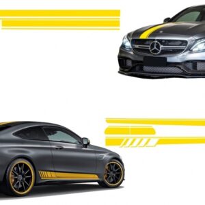Set Sticker Side Decals & Upper Bonnet Roof Tailgate Matte Yellow suitable for Mercedes C205 Coupe A205 Cabriolet (2014-up)