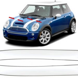 Set Sticker Vinyl Black White Hood Upper Bonnet suitable for MINI R50 R52 R53 R56 R57 Clubman R55 (2001-2017) Premium Quality