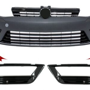 Side Grilles Front Bumper suitable for VW Golf VII 7 (2013-2017) R-Line Design Piano Black