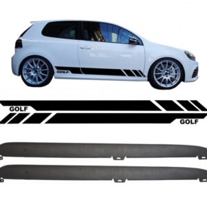 Side Skirts with Side Decals Sticker Vinyl Black suitable for VW Golf VI 6 (2008-2014) GTI Design