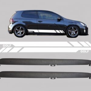 Side Skirts with Side Decals Sticker Vinyl White suitable for VW Golf VI Golf 6 (2008-2014) GTI Design