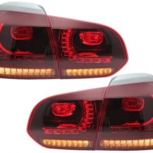Taillights Full LED suitable for VW Golf 6 VI (2008-2013) R20 Design Red Cherry with Sequential Dynamic Turning Lights (LHD and RHD)