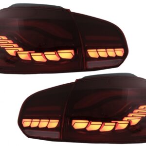Taillights Full LED suitable for VW Golf 6 VI (2008-2013) Red Smoke with Sequential Dynamic Turning Lights (LHD and RHD)