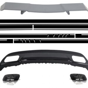 Trunk Spoiler Diffuser Exhaust Tips suitable for MERCEDES W176 A-Class 2012+ A-Design with Side Decals Sticker A-Design Edition 1