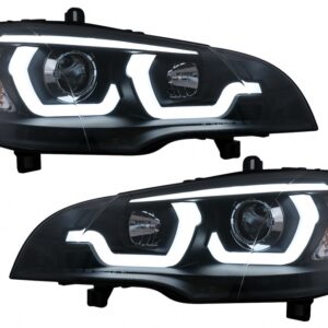 Tube Light LED DRL Angel Eyes Headlights suitable for BMW X5 E70 (2007-2013) Black