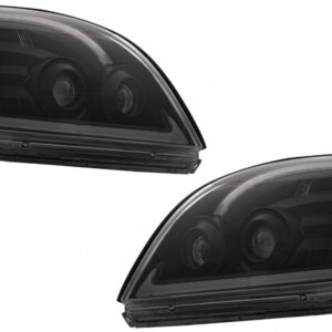 Tube Light LED Headlights suitable for Toyota Land Cruiser FJ120 (2003-2009) Black with Dynamic Turn Signal LHD