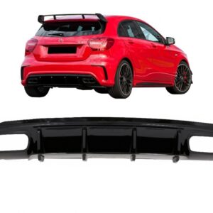 Valance Rear Diffuser Black Edition suitable for Mercedes A-Class W176 Facelift (2012-2018) A45 Design