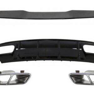 Valance Rear Diffuser Suitable for MERCEDES W176 A-Class (2012-2018) with Exhaust Muffler Tips and Roof Boot Lid Spoiler A45 Design Facelift