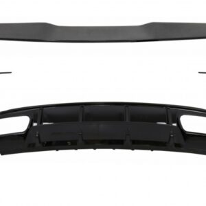 Valance Rear Diffuser Suitable for MERCEDES W176 A-Class (2012-2018) with Roof Boot Lid Spoiler and Rear Bumper Splitters Fins A45 Design Facelift Piano Black
