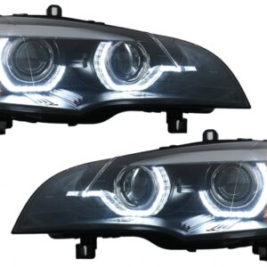 Xenon Headlights Angel Eyes 3D Dual Halo Rims LED DRL suitable for BMW X5 E70 (2007-2010) Black