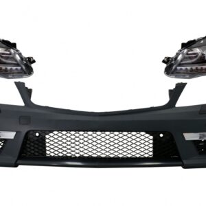 Front Bumper with LED DRL Headlights suitable for Mercedes C-Class W204 (2012-2014) C63 Facelift Bi-Xenon Design