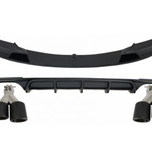 Front Spoiler LIp with Valance Diffuser Double Outlet and Exhaust Muffler Tips suitable for BMW 3 Series F30 F31 (2011-up) M Design