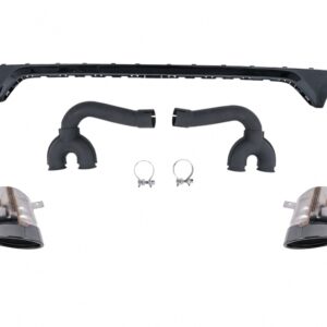 Rear Bumper Spoiler Valance Diffuser Double Outlet suitable for Audi Q8 S-Line (2018-2023) Black Tips