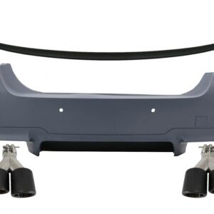 Rear Bumper with Trunk Spoiler and Dual Twin Exhaust Muffler Tips Carbon Fiber suitable for BMW 5 Series F10 (2011-2017) M5 Design
